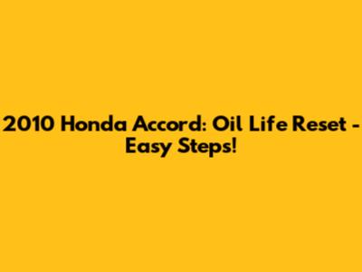 2010 Honda Accord: Oil Life Reset - Easy Steps!