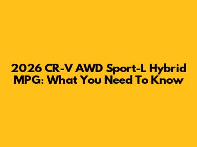 2026 CR-V AWD Sport-L Hybrid MPG: What You Need To Know
