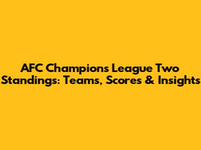 AFC Champions League Two Standings: Teams, Scores & Insights