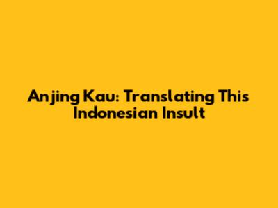Anjing Kau: Translating This Indonesian Insult