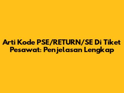 Arti Kode PSE/RETURN/SE Di Tiket Pesawat: Penjelasan Lengkap