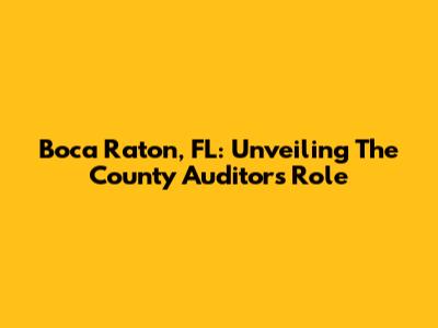 Boca Raton, FL: Unveiling The County Auditor's Role