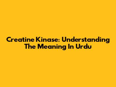 Creatine Kinase: Understanding The Meaning In Urdu