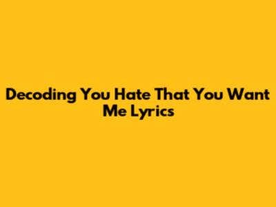 Decoding 'You Hate That You Want Me' Lyrics
