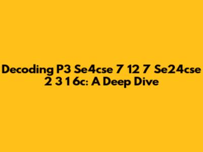 Decoding P3 Se4cse 7 12 7 Se24cse 2 3 1 6c: A Deep Dive