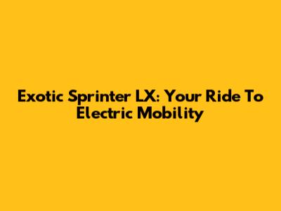Exotic Sprinter LX: Your Ride To Electric Mobility