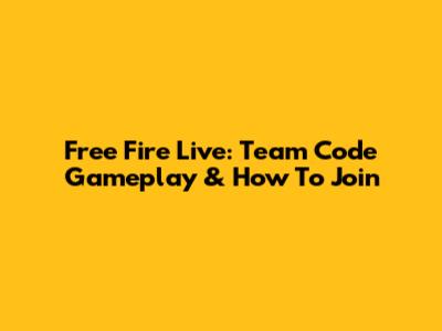 Free Fire Live: Team Code Gameplay & How To Join