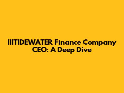 IIITIDEWATER Finance Company CEO: A Deep Dive
