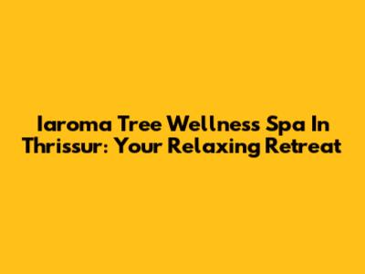 Iaroma Tree Wellness Spa In Thrissur: Your Relaxing Retreat