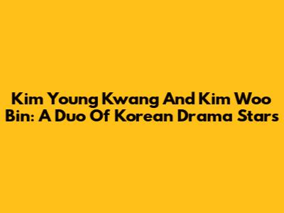 Kim Young Kwang And Kim Woo Bin: A Duo Of Korean Drama Stars