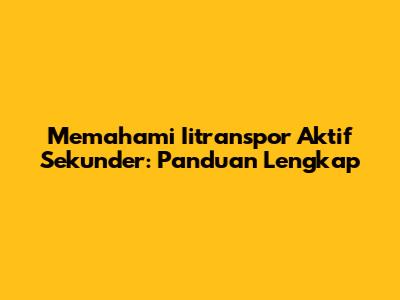 Memahami Iitranspor Aktif Sekunder: Panduan Lengkap