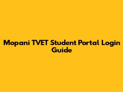 Mopani TVET Student Portal Login Guide