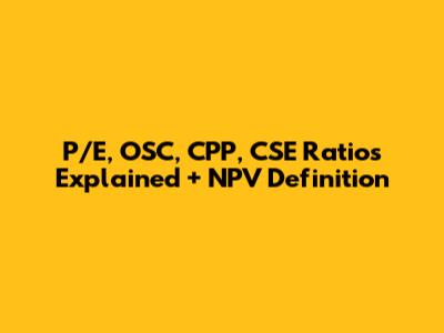 P/E, OSC, CPP, CSE Ratios Explained + NPV Definition
