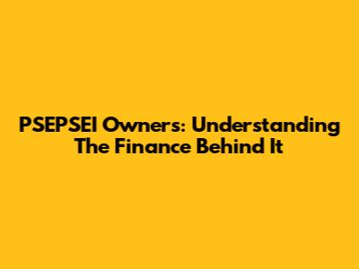 PSEPSEI Owners: Understanding The Finance Behind It