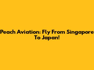 Peach Aviation: Fly From Singapore To Japan!