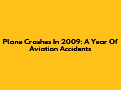 Plane Crashes In 2009: A Year Of Aviation Accidents