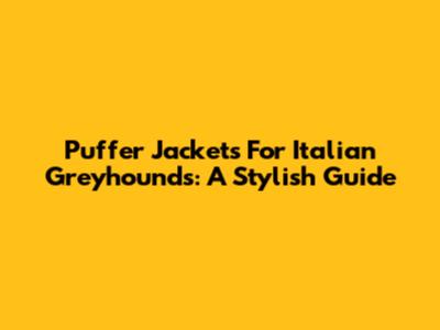 Puffer Jackets For Italian Greyhounds: A Stylish Guide