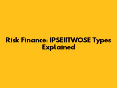 Risk Finance: IPSEIITWOSE Types Explained