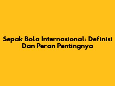 Sepak Bola Internasional: Definisi Dan Peran Pentingnya