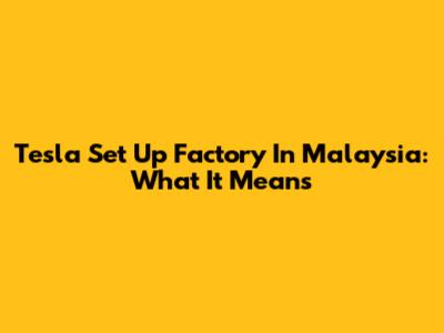 Tesla Set Up Factory In Malaysia: What It Means