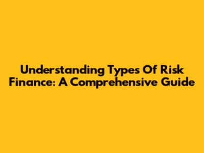 Understanding Types Of Risk Finance: A Comprehensive Guide