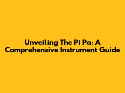 Unveiling The Pi Pa: A Comprehensive Instrument Guide