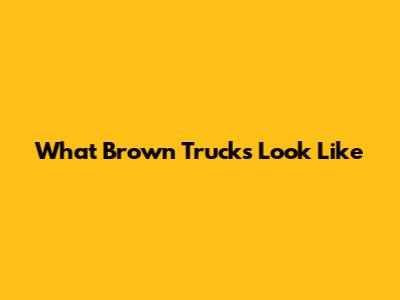 What Brown Trucks Look Like