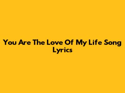 You Are The Love Of My Life Song Lyrics